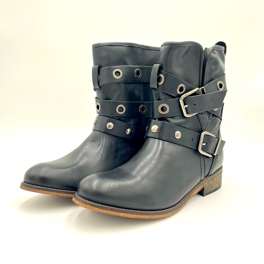 Musse & Cloud Black Leather Buckle Boots Portugal Size 41
